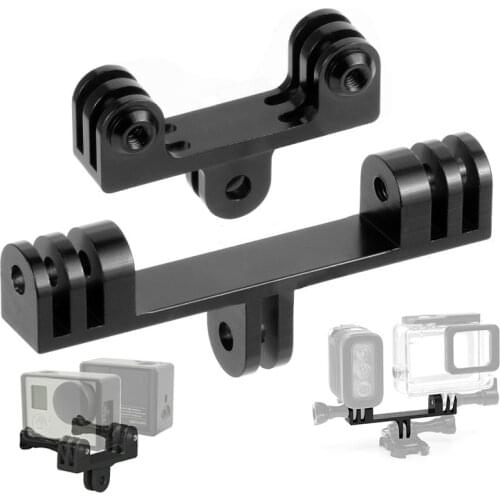 Double Bracket Bridge Aluminum Alloy CNC Connector Selfie Holder Flash Mount For Gopro hero 9 8 7 6 XiaoMi Yi SJCAM Accessories