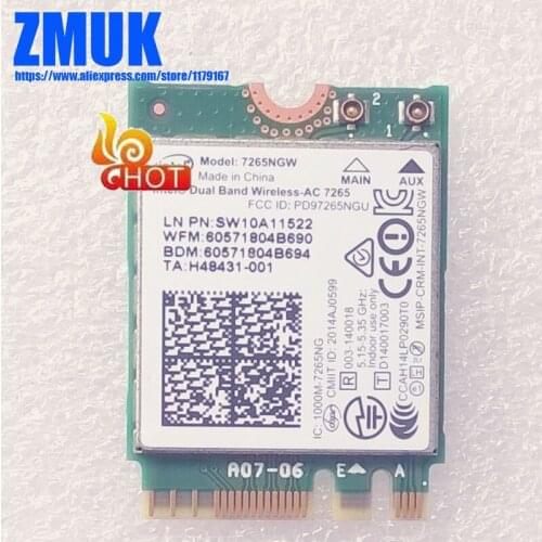 Inte Dual Band Wireless-AC 7265 WiFi + BT4.0 Combo card For Lenovo YOGA 3 Pro-1370 Series,FRU SW10A11522