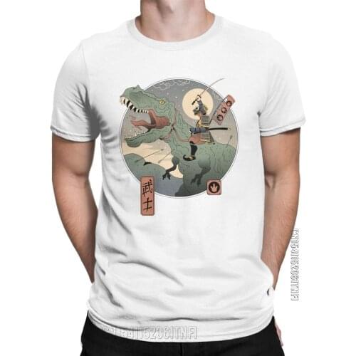 Jurassic Samurai Dinosaur Men T Shirts Fashion Tees Classic Short Sleeve Crew Neck T-Shirt Cotton Birthday Gift Clothes