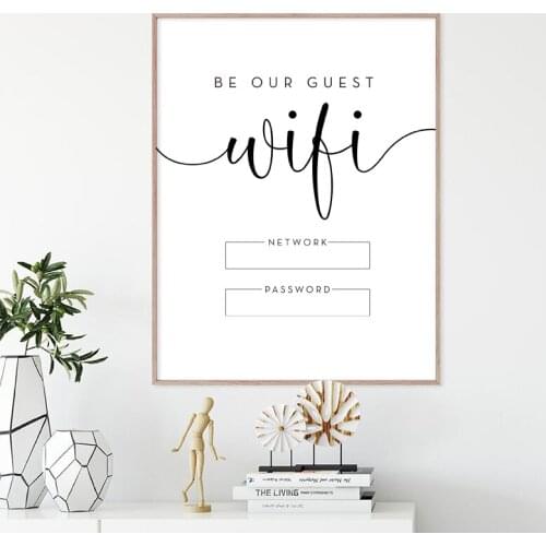 WiFi Password Sign Art Canvas Painting WiFi Network Hotel Cafe Restaurant WiFi Wall Art Poster Prints for Aesthetic Room Decor