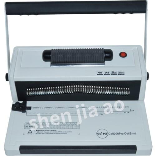 Coil-Binding Machine with Electric Coil Inserter Professionally Bind Books and Documents Use Adjustable Hole-Punching