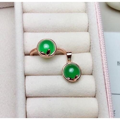 Natural chalcedony suit with simple and elegant 925 silver adjustable rings