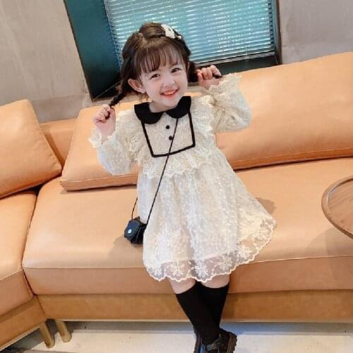 Lace Girls Dress Doll Collar Palace Princess Dress Girls Velvet Padded Toddler Girl Dresses Long Sleeve Baby Girl Clothes
