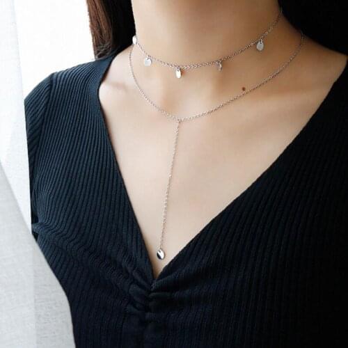 Coins Pendant Layered Necklace 925 Silver Choker Kolye Charm Minimalism Vintage Boho Bijoux Femme Collier Necklace Women Jewelry