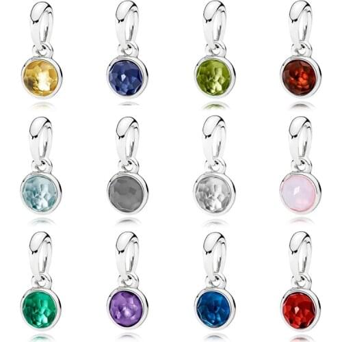 2019 Fashion New 925 Silver January To December Drop Pendant With A Variety Of Color Stone Ladies Pendant Diy Jewelry Gift