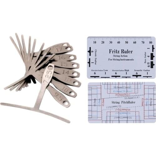 HOT Guitar Luthier Measuring Tools Kit Set String Action Ruler, 9 Understring Radius Gauge for Guitar Repair