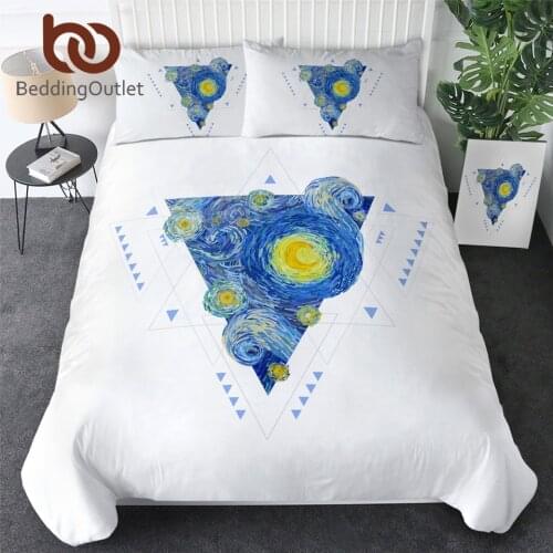 BeddingOutlet Geometric Bedding Set Starry Sky Duvet Cover Set Watercolor Comforter Cover Abstract Moon Modern Bed Set Dropship