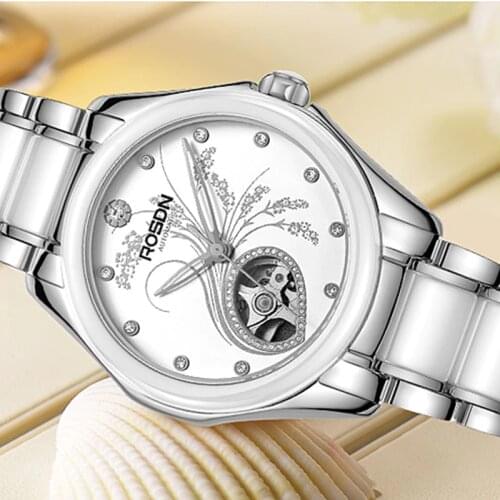 New FRANCE ROSDN Womens Watches Luxury Brand With MIYOTA Automatic Mechanical Watch Women Diamond Skeleton Sapphire Clock R2080