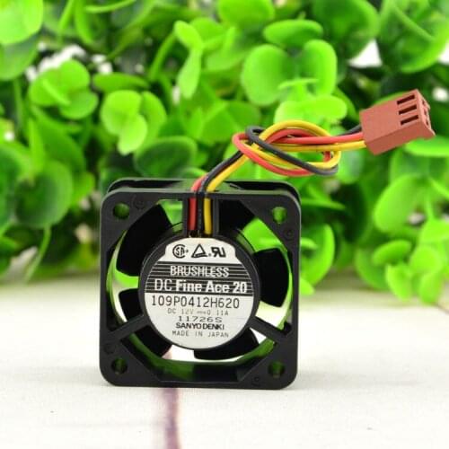 New original 109P0412H620 4CM 4020 DC12V 0.11A double ball three-wire fan