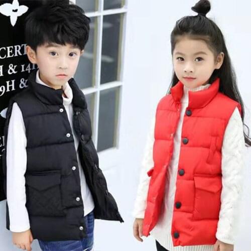 Autumn Winter Children Clothes New Girls Outerwear&Coats Turn Down Boys Vest Jackets Baby Girl Warm Waistcoat Age For 4 6 8 10