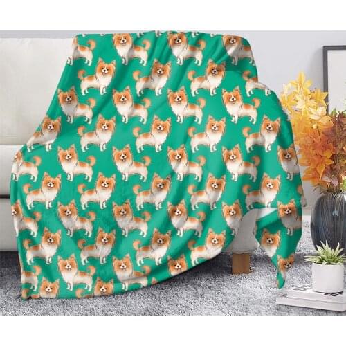Upetstory Cute Papillon Dachshund Pug Dog Print Throw Blanket for Bed Sofa Couch Designer Custom Warm Large Travel Blankets