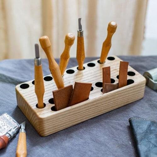 Ash Wood Porous Tool Table Handmade DIY Multifunctional Organize and Storage PCs Box Storage Tool Box