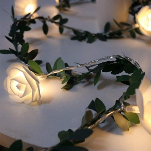 10/20/40leds Rose Flower led Fairy String Lights Battery Powered Wedding Valentines Day Event Party Garland Decor Luminaria
