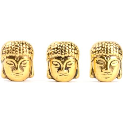 Tibetan Gold 10x8mm Buddha Head Spacer Beads Metal Charms for Making Jewelry