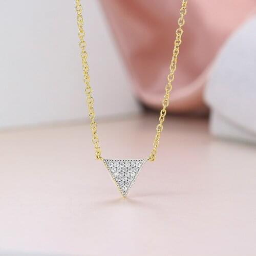Triangle Pendant Necklace For Women Simple Geometry Tiny Zircon Choker Chain On The Neck Christmas Gift Aesthetic Jewellry N240