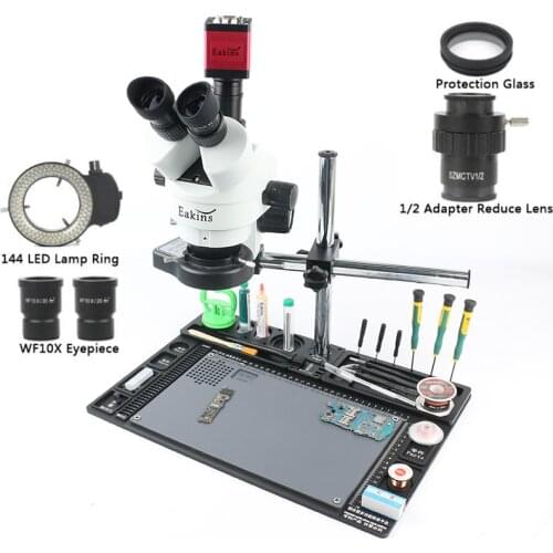 13MP HDMI VGA Microscope Camera 7-90X 1/2 Lens Adapter Simul-focal Trinocular Stereo Microscope For Phone PCB Soldering Repair