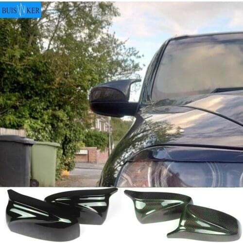Carbon Fiber/ABS 2x Mirror Cover X5 X6 Car Side Rearview Mirror Cap Cover Shell Replacement For BMW X5 X6 E70 E71 2007-2013