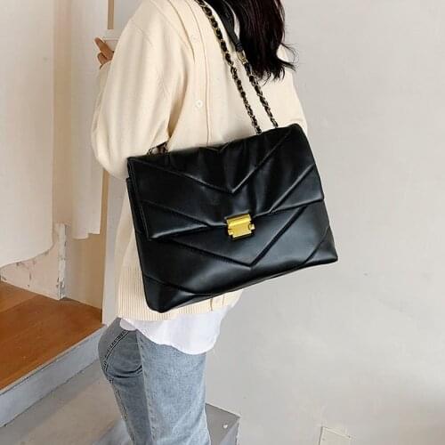 Vintage Chain Women Shoulder Bag Designer Lingge Shoulder Bags Luxury Pu Leather Messenger Bag Casual Large Capacity Tote Purse