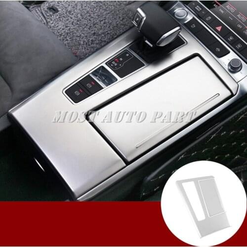 Stainless Steel Carbon Fiber Interior Center Console Gear Shift Box Frame Cover Trim For Audi A6 S6 A7 S7 2019-2021 2pcs