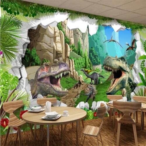 Wellyu Ancient Dinosaur Times 3D TV Sofa Restaurant Wall Custom Large Mural Green Wallpaper papel de parede para quarto