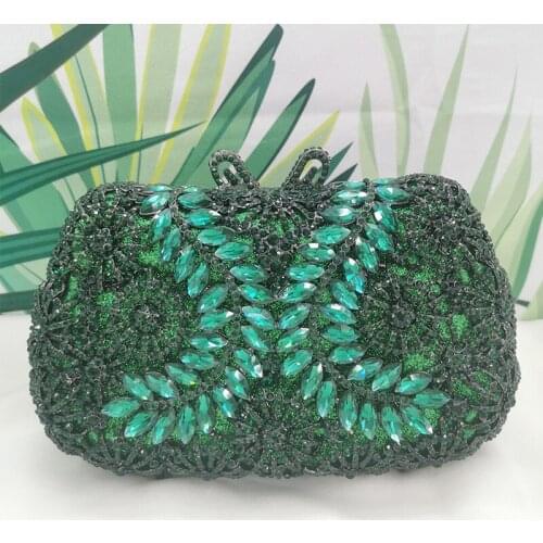 WHTUOEHENG Big Green Rhinestone Evening Clutch Bag Women Diamond Cellphone Handbags Elegant Designer Lady Crystal Wedding Purses
