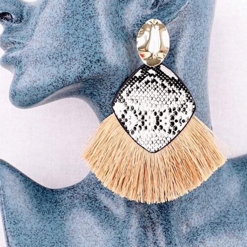 Women earrings 2019fashion jewelry Ladies hoop korean gold vintage statement big indian drop geometric ethnic Artificial leather