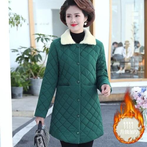 Women Winter Fashion Middle-aged Long Overcoats Female Cotton-padded Jackets Ladies New Solid Color Warm Parkas Female Coat