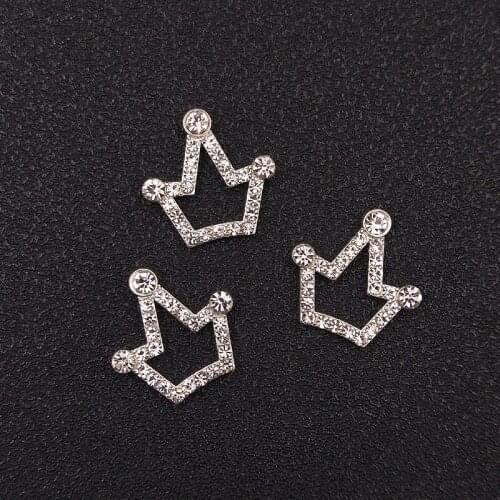 2.05*2.05 Cm Boutique Crystal Rhinestone Crown Buckle DIY Toddler Hairpin Kids Headband Accessories Garment Decorative Buttons