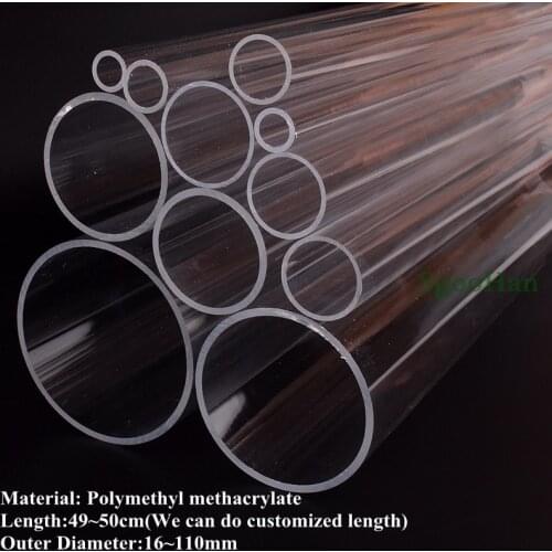 2pcs O.D 16~110mm Clear Plexiglass Acrylic Aquarium Fish Tank Tube Home DIY Filter Accessories Water Tank PMMA Pipe 50cm Long