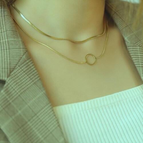 2020 Fashion Gold Color Double layer Snake Chains Necklaces For Women Kpop Stainless Steel Jewelry Accessories Choker Necklaces