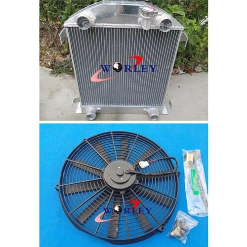 3 row aluminum radiator + FAN FOR FORD Model A W/FLATHEAD ENGINE 1928-1929 28 29