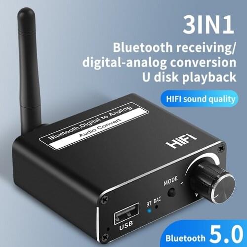 3 In 1 Coaxial Optical Fiber 5.0 Bluetooth Receiver Digital To Analog Audio Converter U Disk Play AUX Adapter For TV PC