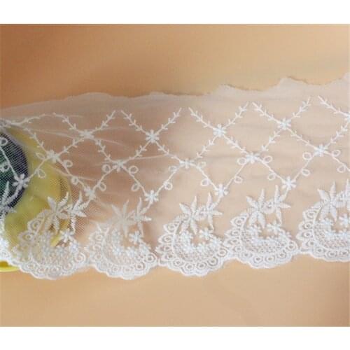 4yards/Lot cotton embroidery lace fabric grid embroidered lace trimming accessories mesh cloth X064