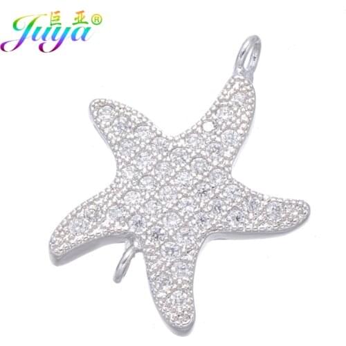 Juya DIY Jewelry Findings Gold Color Star Flower Charms Connector Accessories For Women Men Handmade Jewelry Making