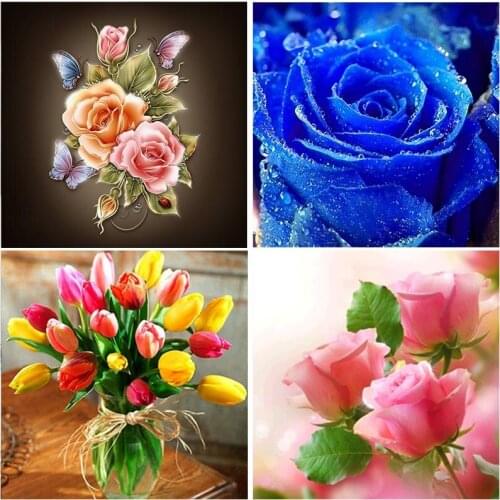 Resin 5D Diamond Painting Full Square Embroidery Beautiful Flower Full Display Round Stitch Europe Rose Home Decor Wall Painting