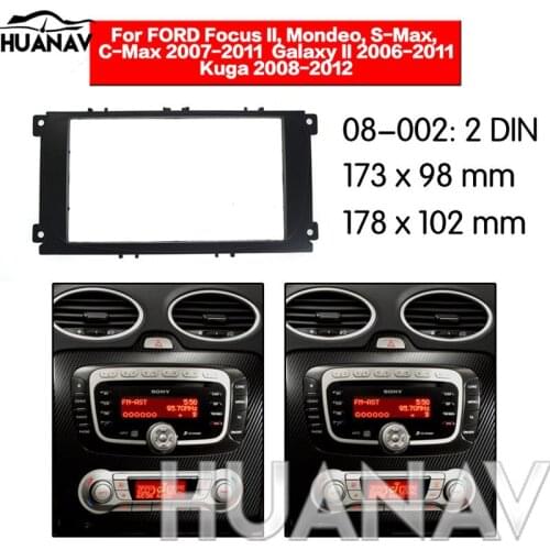HUANAV Car Radio stereo Fitting installation adapter fascia For 2007-2011 Ford Mondeo/ C Max 2DIN Stereo Frame Audio Fascias