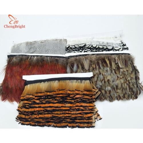 CHENGVRIGHT 10Yard Natural Pheasant Feathers Trims Fringe Ribbon Trim With Satin Ribbon Sewing Crafts Costumes Decorative Plumes