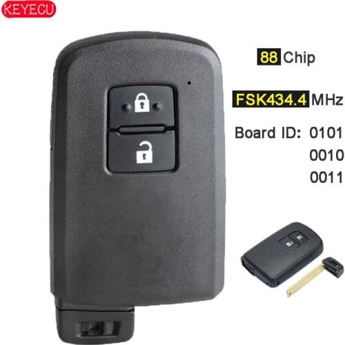 KEYECU FSK 433MHz / 434MHz 88 Chip Smart Remote Key Fob for Toyota Auris Yaris Hybrid Auris Board ID 0010 0011 61A651-0101 BA7EQ