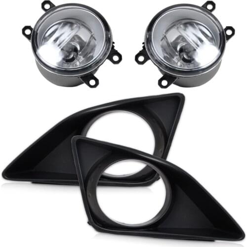 CITALL 4Pcs Front Right Left Fog Light Lamp + Grille Cover Bezel for Toyota Corolla 2007 2008 2009 2010