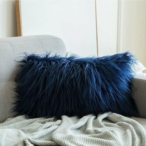 Decorative Soft Plush Cushion Covers Luxury Faux Fur Square Throw Pillow Cases Waist Bed Sofa Pads 30* 50cm