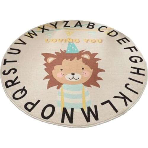 Cartoon Animal Print Baby Play Mat Crawling Carpet Kids Room Floor Rug Round Game Pad Playmat Nursery Decor Props