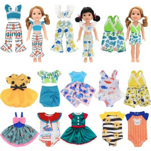 New Doll Clothes Set = Tops + Pants & Dresses For 14.5 Inch Doll Wellie Wisher American Doll Clothes Christmas Birthday Gifts