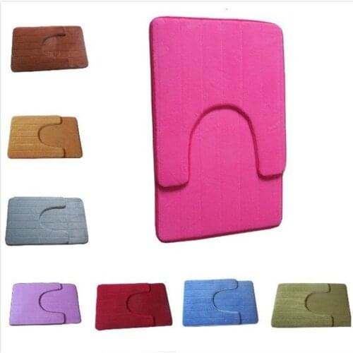 Coral Fleece Carpet Bathroom U-Shaped Memory Foam Bath Mats Rug Set Anti-slip Floor Carpets For Hotel Restroom Toilet Home Decor