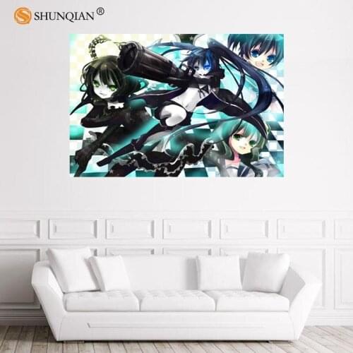 Nice Black Rock Shooter Poster Custom Satin Poster Print Cloth Fabric Wall Poster Print Silk Fabric Print Poster