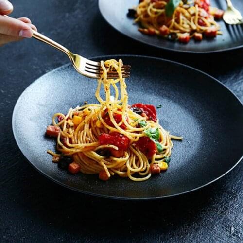 Frosted black ceramic tableware western dinner plate 10 inch European style home salad dish plate steak plate