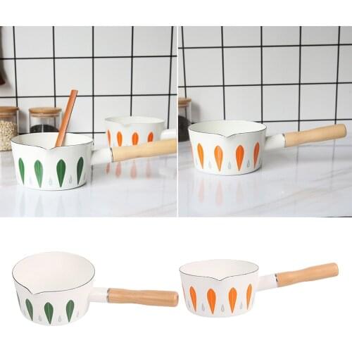 1 Litre Mini Soup Pot Enamel Milk Pot No Lid Coffee Butter Warmer Pan Skillet