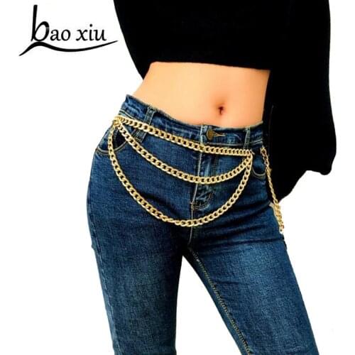 2020 fashion men Luxury metal belts Womens Gold Metal Chain Long tassel Multi-layer belt Female Waistband Wedding Belt Straps