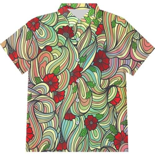 IFPD EU Size 3D Print Red Flower Fashion Button Shirts Hot Sale Cool Shirts Unisex Man/womans Short Sleeve Tops Hip Hop Clothes