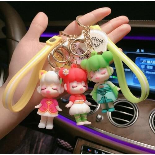 Cartoon Silicone Little Fairy Keychain Beautiful Princess Doll Backpack Pendant Keyring Creative Cute Car Key Pendant Gifts