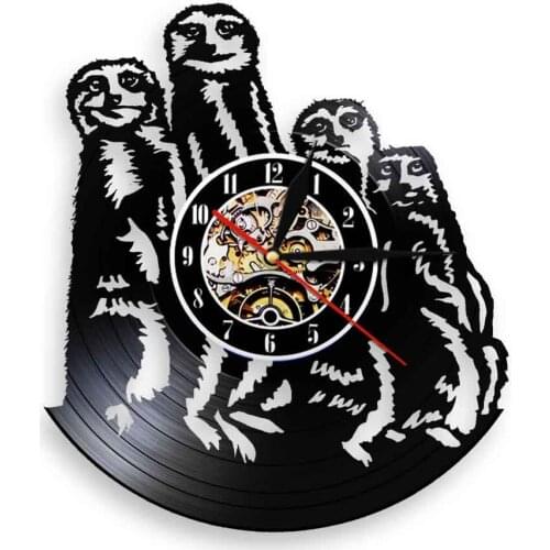 Safari Animals Meerkat Family Art Decor Wall Clock Modern Design Vinyl Record Wall Clock 3D Wall Watch Kid Room Decor